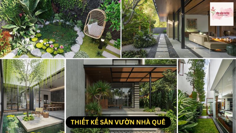 thiết kế sân vườn nhà quê